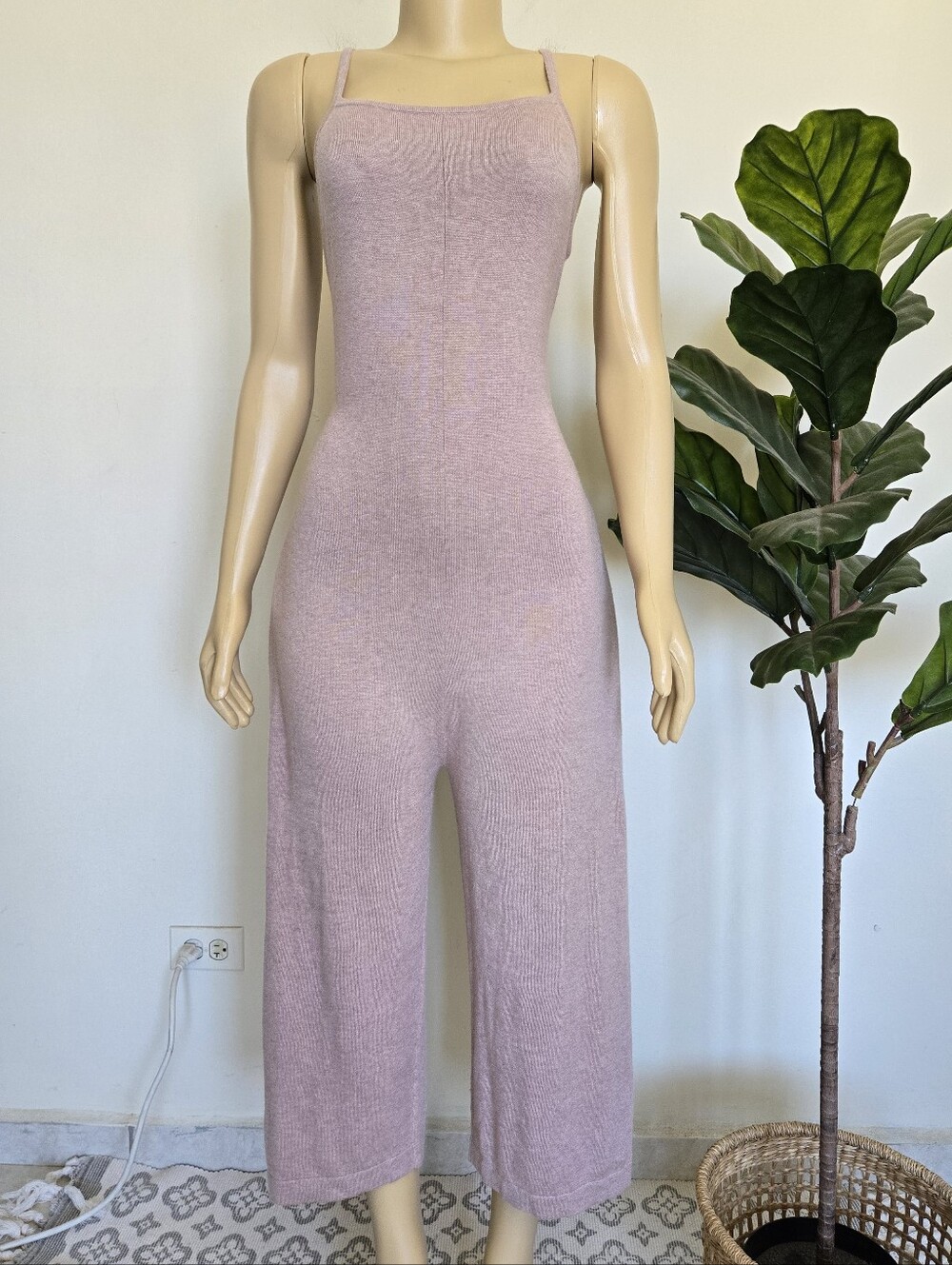 Lemon Cashmere Loungewear Dusty Pink Knit Jumpsuit Size S Women's